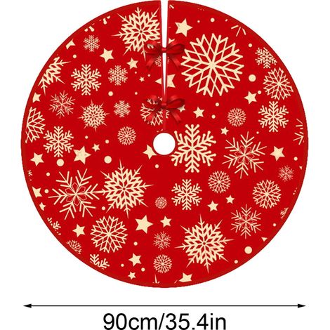 Jupe Pour Arbre De Noël - 90 Cm - Motif Flocon De Neige - Tissu Velours Doux - Pour Arbre Intérieur - 1 Pièce (1/5)