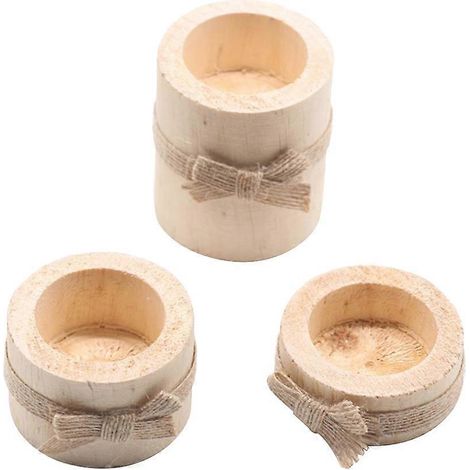 Ensemble de 3 bougeoirs en bois kaki pour bougies chauffe-plat, compatibles avec la décoration intérieure (1/5)