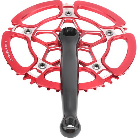 Manivelle Vélo Fixie 130mm, Pédalier 47 Dents en Alliage Léger, Pièce Vélo Single Speed Rouge (1/5)