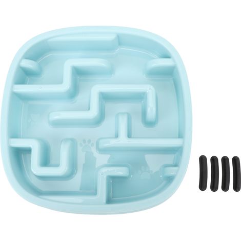 Slow Feeder Dog Bowl PP Square Slow Down Eating Preventing Choking Healthy Dog Food Feeding Dish for All Breeds Pets,blue (1/5)