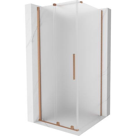 Mexen Velar cabina doccia scorrevole 90 x 90 cm, vetro satinato, rame spazzolato - 871-090-090-31-65 (1/5)