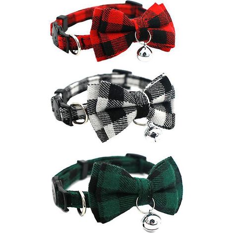 Set mit 3 Katzenhalsbändern, Katzenfliege, Katzenhalsband mit Glöckchen und Fliege (1/5)