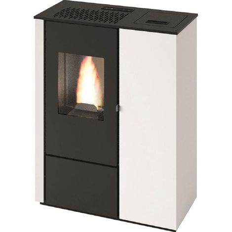 Punto Fuoco, Stufa a Pellet Slim Aurora, 8 kW, Bianca, 5 Stelle, Con Telecomando