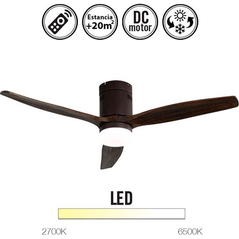 Ventil 20w Dc Aguilon Marron 3 Aspas Roble 6 Velocidades C/remoto, Reg.Intensidad, Temporizador 30,5x132x132 Cm