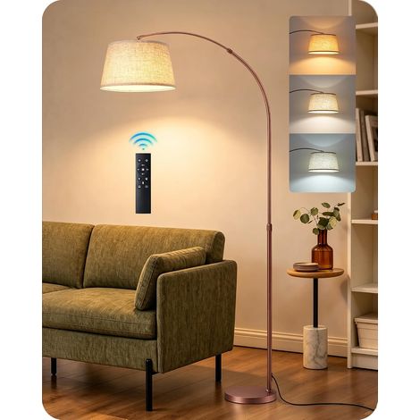 Lampadaire Salon, Hauteur Réglable, LED Dimmable, Brun (1/5)
