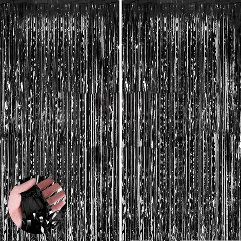 2 Rideau métallique,Franges aluminium noir,Décoration porte fenêtre,Fond photo fête,Mariage anniversaire (1/5)
