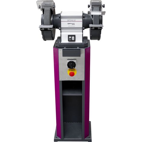Touret à meuler dia. 200 mm 2850 rpm 600 W 400V y compris deux meules sur socle avec arrêt d'urgence interrupteur principal Optigrind GU20NS 400V (1/3)