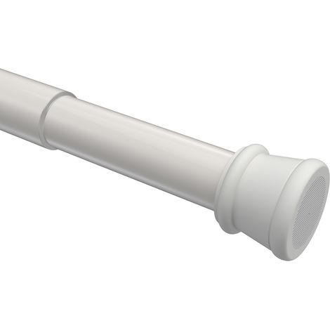 INTERDECO Spannstange ausdrehbar, Klemmstange mit Gummistopfen 26/23 mm aus Metall und Kunststoff, ohne Bohren, Weiß, für Gardinen und Duschvorhänge, Tensofix, 80-130 cm