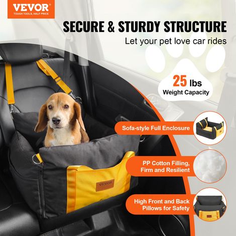 Siège d'auto pour chiens petits 11 kg, siège rehausseur imperméable pour chien, poignées latérales, poche de rangement, laisse à cl… (1/5)