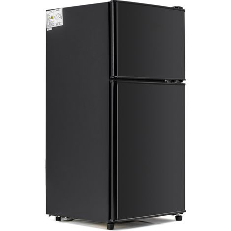 VIYET Réfrigérateur-congélateur, 86,8 cm haut, 45,5 cm large, double porte, 60 L total (22 L froid, 38 L réfrigérateur), 102 kWh/an, LED, noir premium