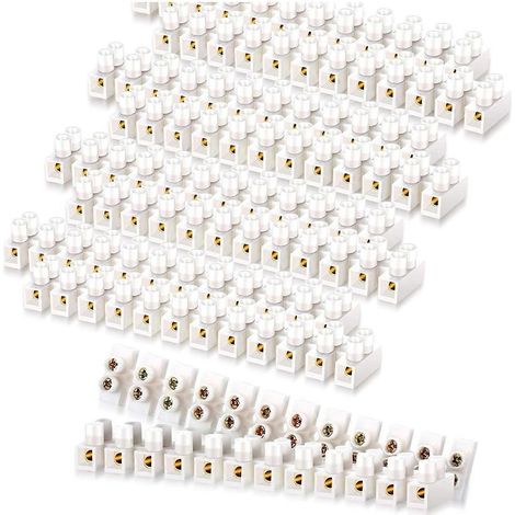 50 borniers à vis blancs, connecteurs à double rangée, blanc électrique (1/5)