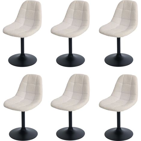 [NON UTILIZZATO] Set 6x sedie da pranzo HHG-842, poltroncina da cucina girevole, acciaio Stoffa/tessuto bouclé (450g/m²), beige