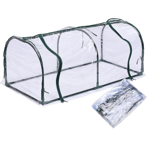 [Serre de jardin] Coffret de Serre avec Film Plastique Transparent PVC, Dimensions 120x60x48cm avec 2 Fermetures pour Protection Anti-Pluie et Températures Hivernales (1/5)