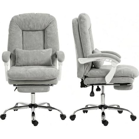 CHICFURN Sedia ufficio ergonomica 64x70x108-116 cm velluto grigio, regolabile con poggiapiedi (1/5)