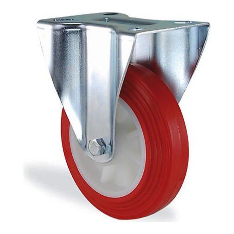 Roulette fixe polyuréthane rouge diamètre 80mm charge 125kg