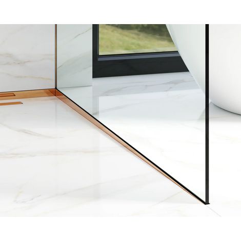 Profilo laterale destro inclinato per vetro doccia 8-10mm a pavimento 40mm x 1800mm - rame lucido