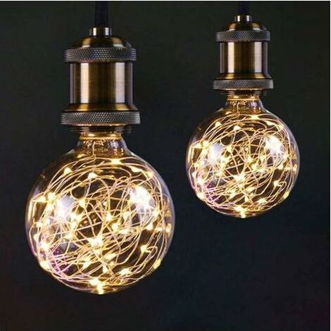 LaBlanc - G95 LED-Globe-Lichterkette für stimmungsvolle Nachtbeleuchtung, Standard-E27-Edison-Sockel mit dekorativer Sternenlichterkette für Schlafzimmer und Wohnzimmer [2er-Pack, Warmweiß] (1/5)