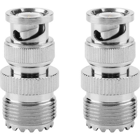 Adaptateur coaxial 2 pièces : fiche BNC mâle vers prise femelle UHF SO239 PL-259 RF (1/5)
