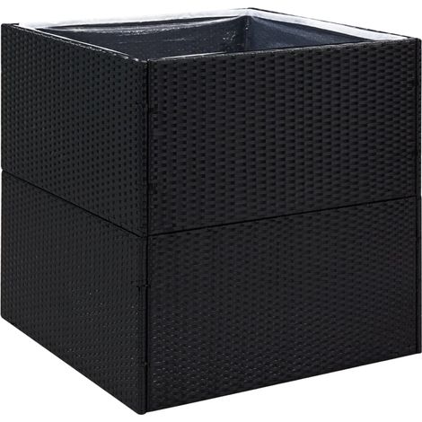 Maison Exclusive - Pflanzkübel Schwarz 80x80x80 cm Poly Rattan