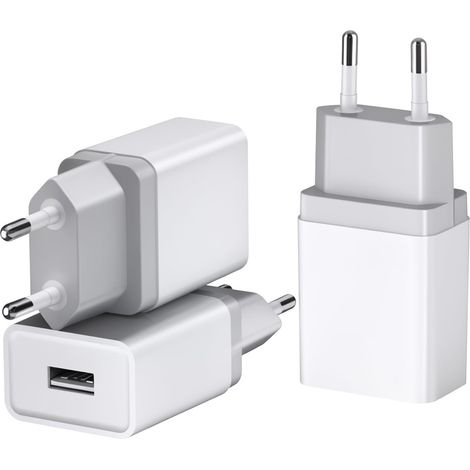 Lot de 3 chargeurs USB 12 W 2,4 A/5 V, compatibles avec iPhone Galaxy, Xiaomi Pixel et Huawei. (1/5)