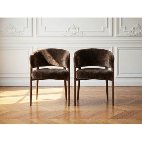 BOBOCHIC - Lot de 2 chaises RHEA tissu texturé   Marron