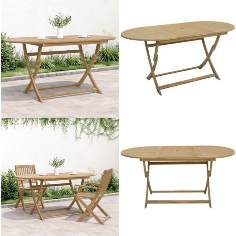 Table pliable de jardin 160x85x75 cm bois d'acacia solide - Table De Jardin - Table Pliante - Acacia Massif - Mobilier De Jardin - Décoration Extérieur - Home & Living (1/5)