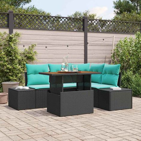 vidaXL Set Divano da Giardino 5 pz Nero Polirattan (1/5)