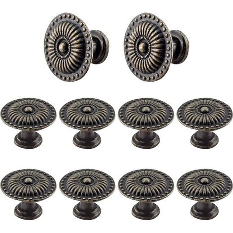10 pièces - Bouton de meuble - Bouton d'armoire - Bouton de tiroir - vintage - pour armoire - meubles - poignées en bronze - 24 mm x 20 mm - alliage de zinc - bronze (1/5)
