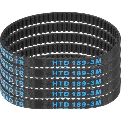 5pcs HTD-3M Rubber Timing Belt, 63 Teeth, 189mm Pitch Length x 6mm Width x 2.4mm Height, Closed Loop Pulley Belt (1/5)