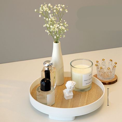 Schreibtisch-Ablage im nordischen Stil, elegante Kosmetikbox mit edler Holzstruktur für Homeoffice, großer Holzsockel (1/5)