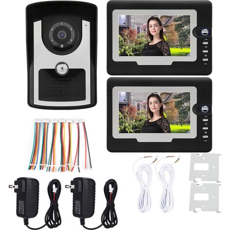 Kit visiophone filaire 7 pouces SY810, interphone de porte avec écran LCD, système d'entrée domestique 1V2, alimentation 110-240V US (1/5)