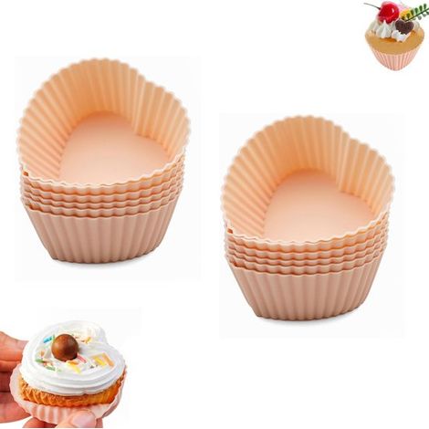 Set di 12 stampi in silicone per torte, stampi per torte natalizie, stampi in silicone a forma di cuore per muffin, stampi per muffin riutilizzabili, antiaderenti (1/5)
