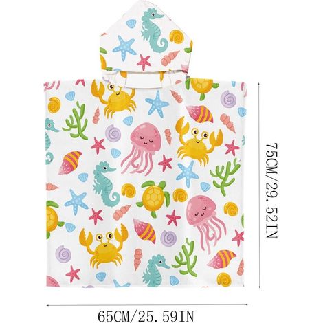Serviette De Bain Enfants À Capuche - Serviette Microfibre Légère Et Rapide Séchage Pour Plage Piscine Spa - 65 x 75 cm - 1 Pièce