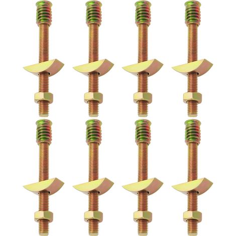 8 Kits de Fixation de Lit en Demi-lune 4 en 1 Boulons de Rondelle Raccords de Tige Filetée pour Meubles écrous M8 Ensembles de Boulons Fixations D'assemblage (1/5)