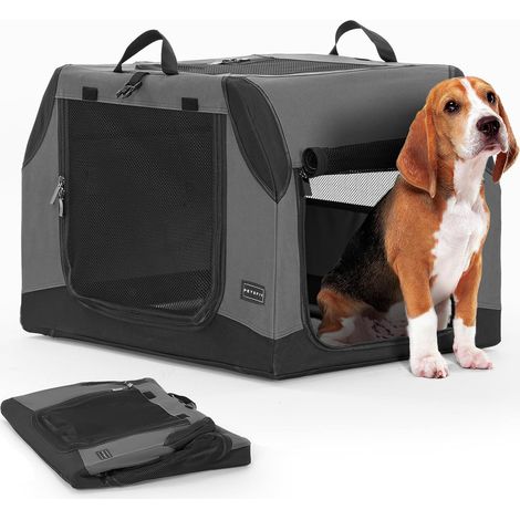 Cage pour Chien Pliable, Caisse de Transport Voiture, Sac de Transport avec Panier, M, Gris (1/5)