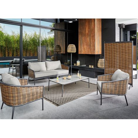 SALOTTO DA GIARDINO MUSE GRAFITE CON TAVOLINO ARREDO GIARDINO SET