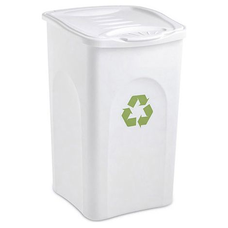 Bidone Pattumiera 50L con Coperchio Cestino Multiuso per Raccolta Differenziata e Panni da Bucato bianco Made in Italy (1/6)