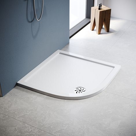 ELEGANT Modern Quadrant Shower Tray SMC Lightweight non-slip Design Shower Enclosure Tray, Stainless Steel Cover, White 800x800mm
