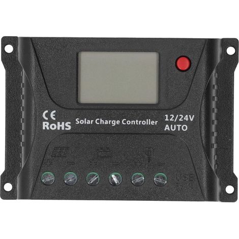 Contrôleur de Charge Solaire, Bonne Protection 10 A Régulateur de Batterie Solaire Compensation de Température Affichage LED Opération Facile avec USB pour le Chargement (1/5)