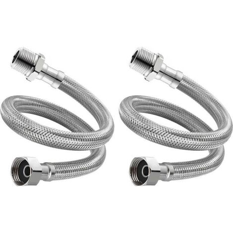 Flexible tap connection hose, 2 pieces, stainless steel sink extension for kitchen sink (20 cm) (1/5)
