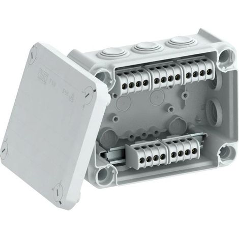 OBO Bettermann Caja de derivación para cables con regleta de bornes + entradas 150x116x67 Polipropileno gris claro RAL 7035, 2007436