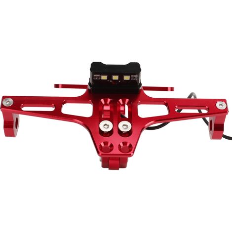 Support de plaque d'immatriculation réglable pour moto avec feu arrière rouge (1/5)