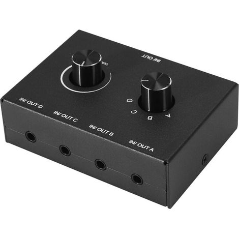 Commutateur Audio 4 Ports, SéLecteur 3,5 Mm, AUX StéRéO, BoîTe de Commutation EntréEs 1 Sortie/1 EntréE Sorties (1/4)