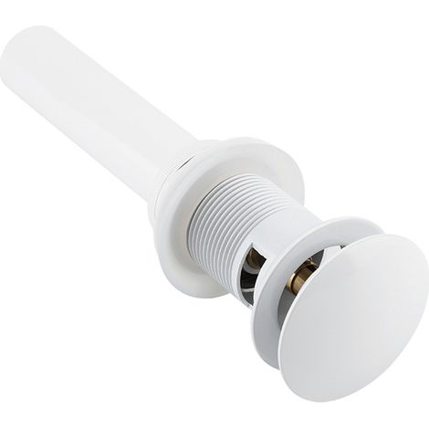 Robinetterie lavabo cuisine salle de bain, bonde clic-clac laiton chromé blanc avec trop-plein, vidage évier universel (1/5)