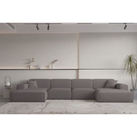 Wohnlandschaft U-Form CELES PREMIUM in Stoff Ascot Bukla Taupe (1/2)