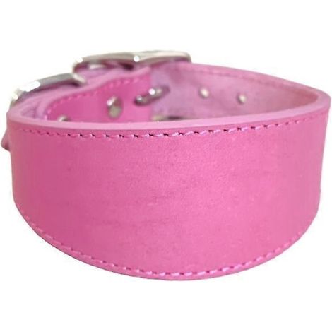Breites, weiches Lederhalsband für Hunde, verstellbares weiches Futter, Größe L, rosarote Farbe – ideales Accessoire für stilvolle kleine Hunde.