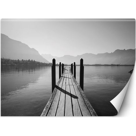 Papier peint mural, Lac de montagnes dans le paysage de brouillard - 254x184 (1/5)