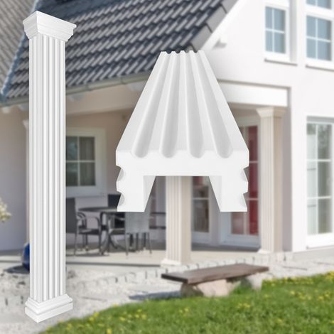 Säulen und Halbsäulen eckig voll kanneliert in 3 Größen, Fassadenstuck modern außen, Prestige Decor: Schaft, Größe M - halbiert