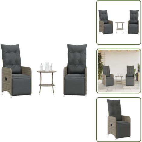 Outdoor-Lehnstühle 2 Stk. mit Tisch Grau Poly Rattan - Gartenstuhl - Lounge Chair - Esszimmerset - Terrassenmöbel - Rattan Möbel (1/5)