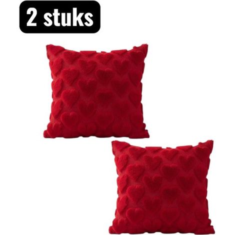 Taies d'oreiller Saint-Valentin, 45 x 45 cm, ensemble de 2, taies d'oreiller décoratives, décoration d'amour, décoration romantique, convient au salon, chambre à coucher, canapé, lit (rouge, petit cœu (1/5)